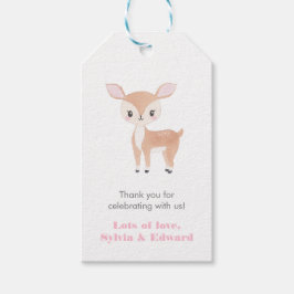 かわいい鹿ガールベビーシャワーメッセージカード ギフトタグ