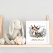 かわいい鹿ガールームウィンターテーマ水彩画 ポスター