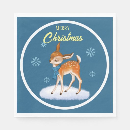 かわいい鹿クリスマスペーパーナプキン スタンダードランチョンナプキン (正面)