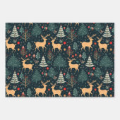 かわいい鹿クリスマスホリデーウィンターコーディネート ラッピングペーパーシート (正面3)