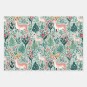 かわいい鹿クリスマスホリデーウィンターコーディネート ラッピングペーパーシート (正面2)