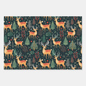 かわいい鹿クリスマスホリデーウィンターコーディネート ラッピングペーパーシート (正面)