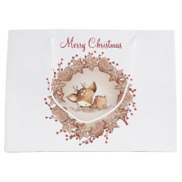 かわいい鹿クリスマスラージ抱き枕 ラージペーパーバッグ