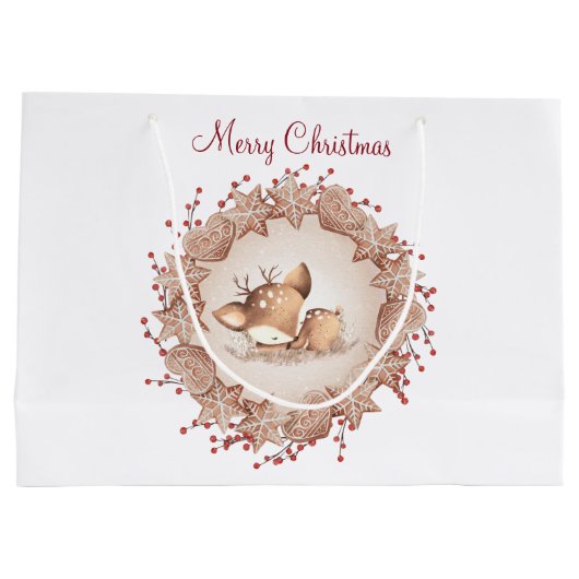 かわいい鹿クリスマスラージ抱き枕 ラージペーパーバッグ (裏面)