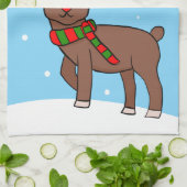 かわいい鹿スケッチ雪の結晶クリスマス キッチンタオル (折り畳み)