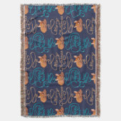 かわいい鹿タイポグラフィ新年メリークリスマス スローブランケット (正面縦)