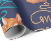 かわいい鹿タイポグラフィ新年メリークリスマス ラッピングペーパー (ロールコーナー)