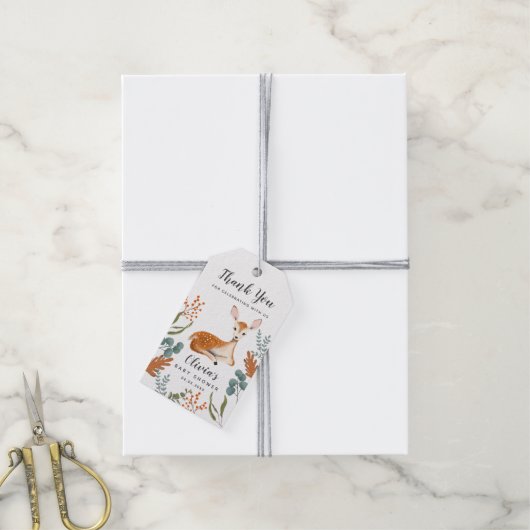 かわいい鹿テーマ男女兼用秋ベビーシャワー ギフトタグ (より糸付き)