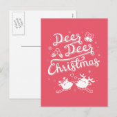 かわいい鹿ディアクリスマスタイポグラフィプンポストカード シーズンポストカード (正面/裏面)