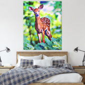 かわいい鹿デジタルアート絵画のキャンバス印刷 キャンバスプリント (インサイチュ (寝室))