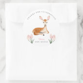 かわいい鹿ピンクのフローラ赤ちゃんシャワー ラウンドシール (バッグ)