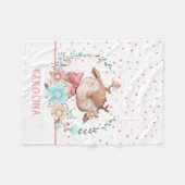 かわいい鹿フローラリバーシブル フリースブランケット (正面(横))