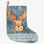 かわいい鹿ベビーの初めてのクリスマス スモールクリスマスストッキング (正面)
