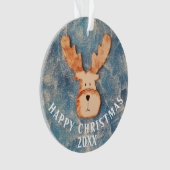 かわいい鹿マンガ幸せなクリスマスキッズ オーナメント (正面)