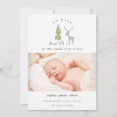 かわいい鹿ミニマル写真誕生のお知らせ サンキューカード (正面)