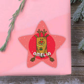 かわいい鹿レッドクリスマスキッドの名前 星シール