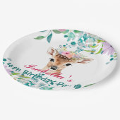 かわいい鹿動物園の動物ジャングルフローラ誕生日パーティー ペーパープレート (アングル)