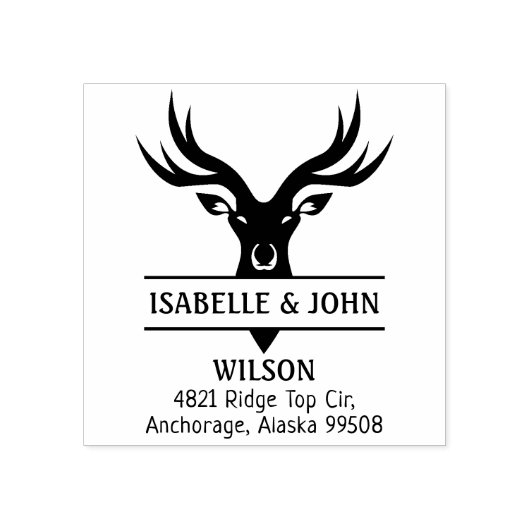 かわいい鹿差出人住所ファミリー ラバースタンプ (インプリント)