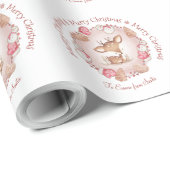 かわいい鹿文字ピンククリスマスラッピング紙 ラッピングペーパー (ロールコーナー)