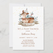 かわいい鹿男女兼用の素朴赤ちゃんシャワー 招待状 (正面)