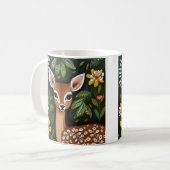 かわいい鹿葉と花 コーヒーマグカップ (正面左)