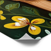 かわいい鹿葉と花 ポスター (角)