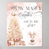 かわいい鹿赤面ピンク金ゴールド冬いくつキャンディ ポスター (正面)