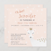 かわいい鹿 |キッズウィンター誕生日 招待状 (正面/裏面)