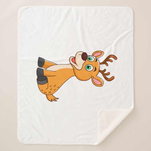 かわいい鹿 シェルパブランケット (正面)