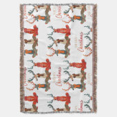 かわいい鹿。スカーフのクリスマスディアー。フェスティバル気分 スローブランケット (正面縦)