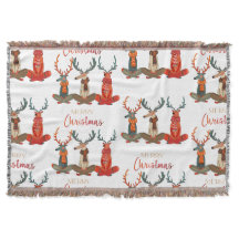 かわいい鹿。スカーフのクリスマスディアー。フェスティバル気分