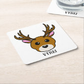 かわいい鹿 スクエアペーパーコースター (アングル)