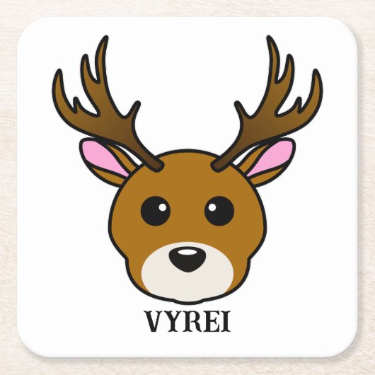 かわいい鹿 スクエアペーパーコースター (正面)