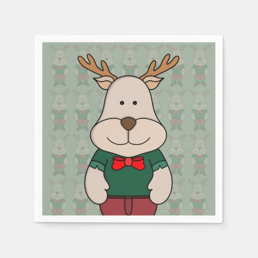 かわいい鹿 スタンダードカクテルナプキン (正面)