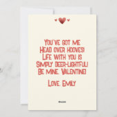 かわいい鹿！バレンタインデーのお恥ずかしい シーズンカード (裏面)