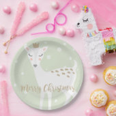 かわいい鹿 | Sage Green |クリスマス ペーパープレート (パーティー)