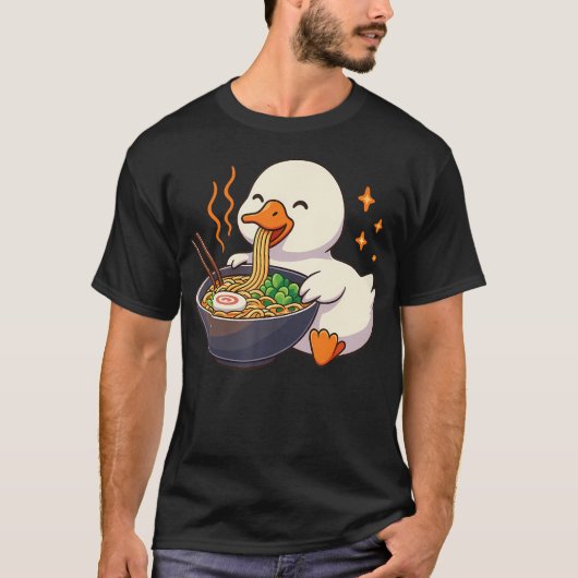 かわいい麺とガチョウのラーメン Tシャツ (正面)