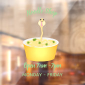 かわいい麺スネークアニメイラストレーションユーモア ウィンドウサイン (シート2)