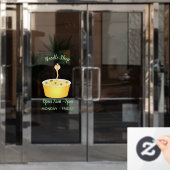 かわいい麺スネークアニメイラストレーションユーモア ウィンドウサイン (オフィスドア)