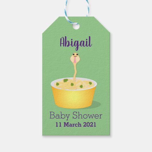 かわいい麺スネークアニメイラストレーションユーモア ギフトタグ (正面)