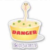 かわいい麺スネークアニメイラストレーションユーモア シール (正面)