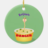 かわいい麺スネークアニメイラストレーションユーモア セラミックオーナメント (裏面)