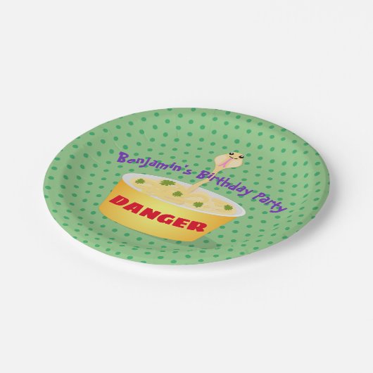 かわいい麺スネークアニメイラストレーションユーモア ペーパープレート (アングル)