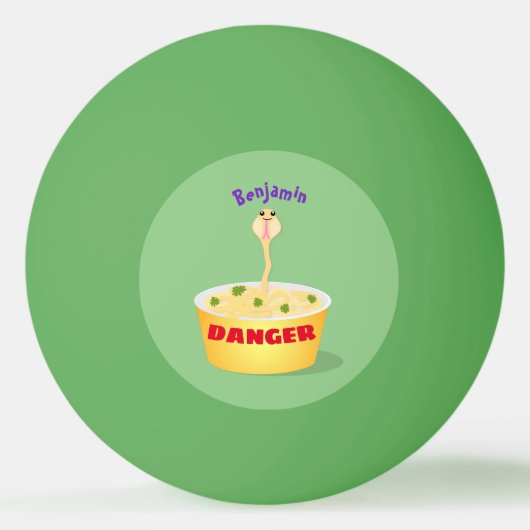 かわいい麺スネークアニメイラストレーションユーモア 卓球ボール (正面)