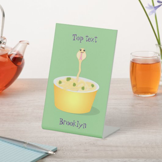 かわいい麺スネークアニメイラストレーションユーモア 台座サイン (インサイチュ)