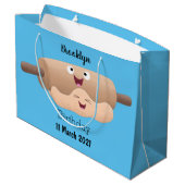 かわいい麺棒と生地のパステルカラーお菓子漫画 ラージペーパーバッグ (裏面アングル)