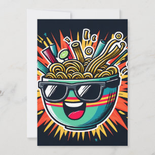 かわいい麺類のキャラクター ラーメンどんぶり 案内状