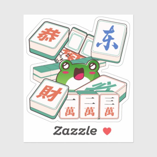 かわいい麻雀カエルゲーマー シール (シート)