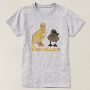 かわいい黄と灰色のアヒルの写真カスタム Tシャツ