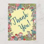 かわいい黄色ありがとうネズミマウスウッドランド ポストカード (正面)